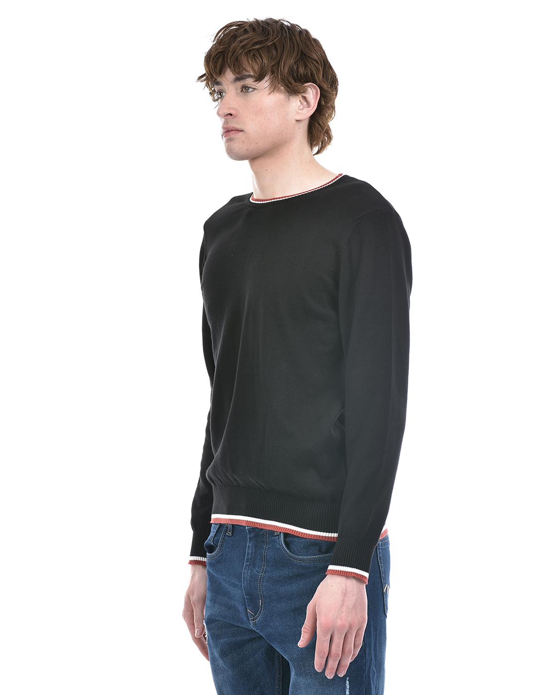 Numero Uno Men Striped Black Sweater